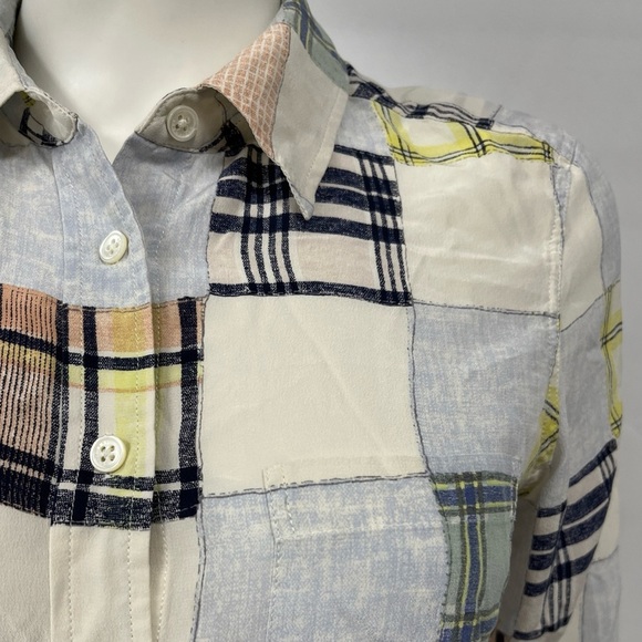 EQUIPMENT FEMME Colorful Patchwork Silk Long Sleeve Shirt Blouse - Picture 7 of 9